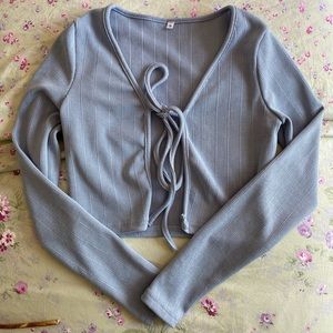Shein Long Sleeve Tie Top